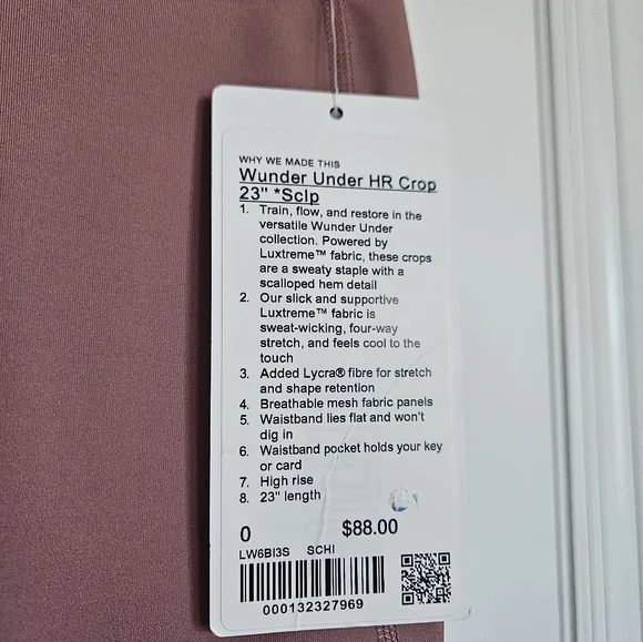 NWT Lululemon Wunder Under HR Crop 23' *Sclp SCHI Spiced Chai Luxtreme SZ 0 - Picture 10 of 14